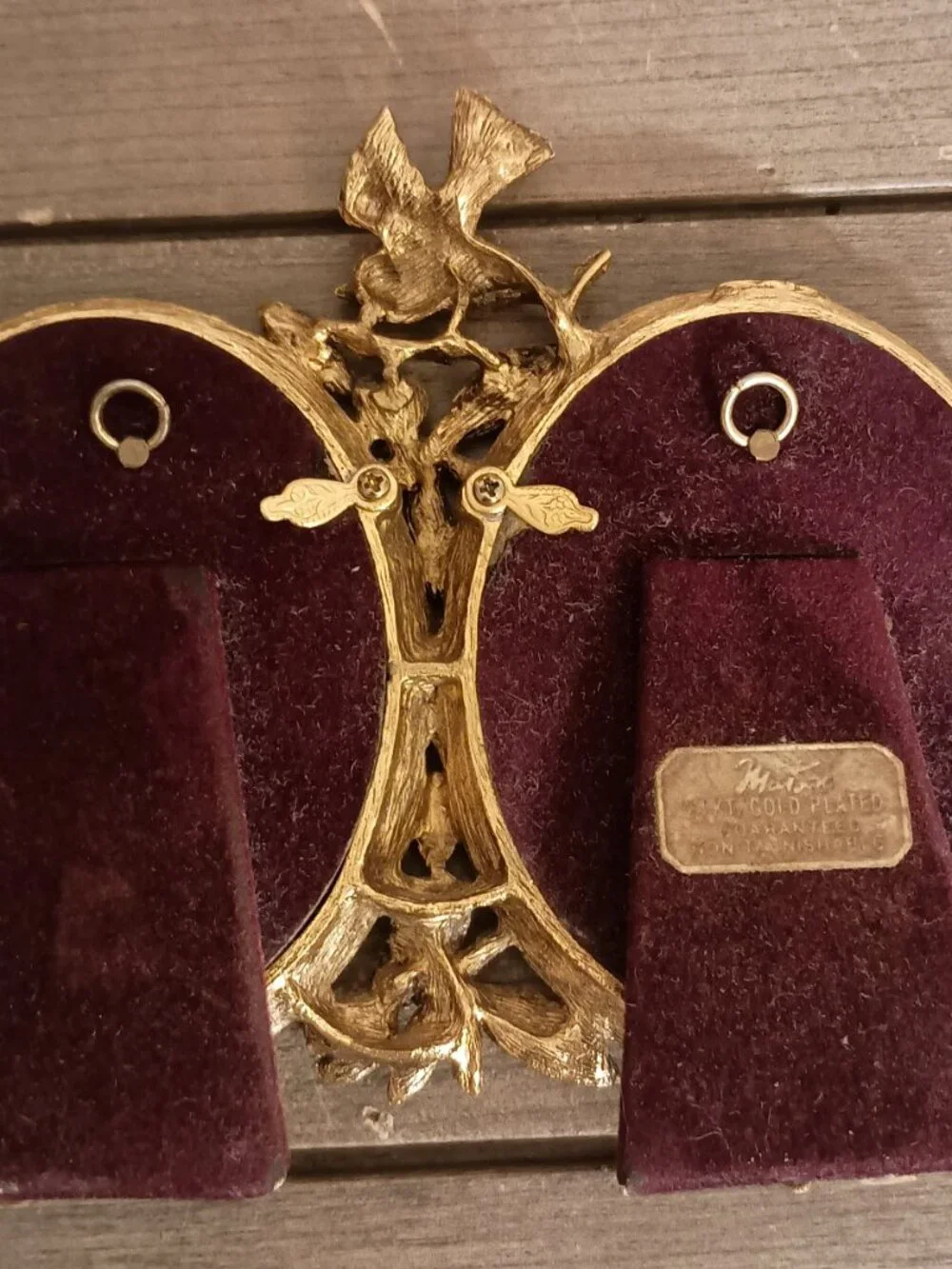 Vintage Matson 24KT Gold Plated Double Oval Miniature Picture Frame 6 3/8
